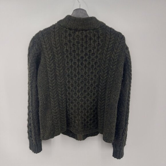 Inis Craft Wool Cableknit Cardigan Size Medium Green - Picture 3 of 4